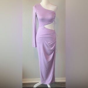 Day & Night Asymmetric Ruched Cut Out Dress Lavender Estimated Size Small